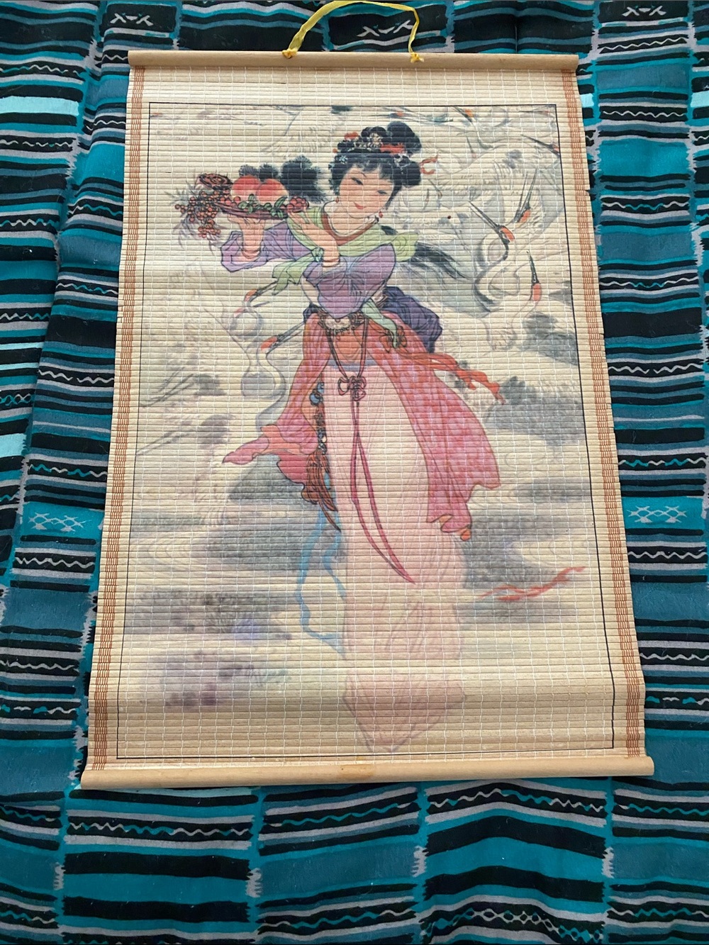 Vintage 12” x 18”Asian Scroll Wall Hanging